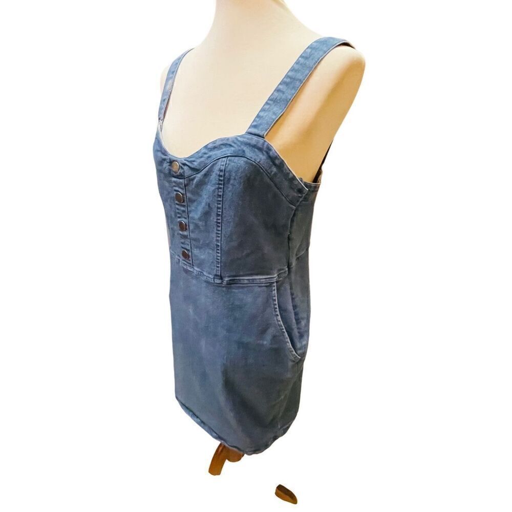 Rue 21 Sleeveless Overall Denim Dress Size Large - Picture 5 of 13